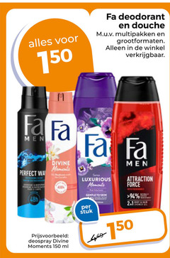  fa deodorant douchegel 150 men douche multipakken grootformaten divine moments wa luxurious attraction force 2.1 stuk deospray ml 