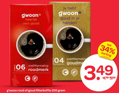  gwoon koffie 34 250 vers goud handen sterkte snelfiltermaling roodmerk rood filterkoffie 