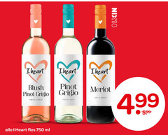  750 blush pinot grigio fresh crisp merlot soft heart fles ml nix18 5.99 