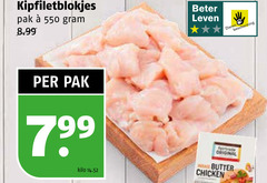  kipfiletblokjes pak beter leven fairtrade original kilo butter chicken 