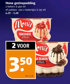 2 350 450 mona gezinspudding bekers ml pakken bekertjes griesmeel rode blanche pudding chocoladesaus liter v.a. 