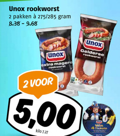  unox rookworst 2 4 pakken gelderse 5 00 kilo win tickets 