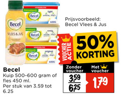  becel olie en vetten margarine 50 450 vlees jus 100g kuip fles ml stuk voucher 3 