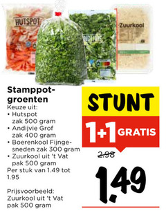  1 300 400 500 hutspot zuurkool stamppot groenten zak andijvie grof boerenkool pak stuk 