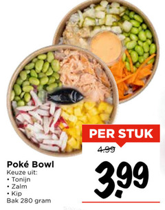  maaltijdsalade bowl tonijn zalm kip bak stuk 3.99 