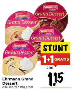  ehrmann toetje 1 grand dessert choc lait vanilla soorten 