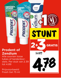  23 menthol power prodent fresh gel zendium soorten classic tubes opzetborstels stuk ml 