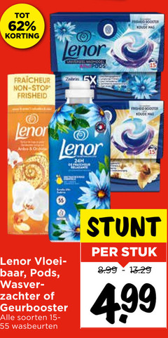  lenor wasverzachter wasmiddel 55 fraicheur stop vloei geurbooster soorten wasbeurten stuk 