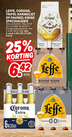  karmeliet corona leffe pauwel kwak blikjes bier speciaalbieren 6 10 16 25 30 33 50 100 belgische re belge wit tripel speciaalbier fles blik varieeren pack blond verfijnd fris fraiche 6. 42 blonde breed with natural water since la cerveza 