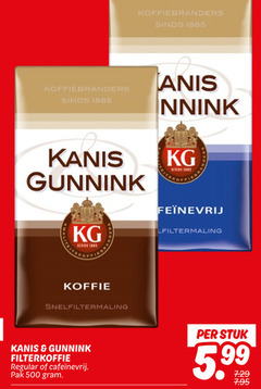  kanis en gunnink koffie 500 1885 koffiebranders snelfiltermaling filterkoffie regular pak stuk 5.99 