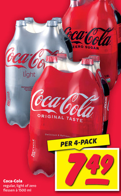  coca-cola cola 4 1500 coca light refreshing calorie zero sugar original taste lama bottle from again recycle regular flessen ml pack 