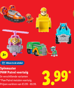  3 paw patrol voertuig metalen varieeren 3.99 