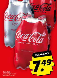  coca-cola cola 4 1500 coca zero sugar light refreshing calon original taste again regular flessen ml recycle pack 