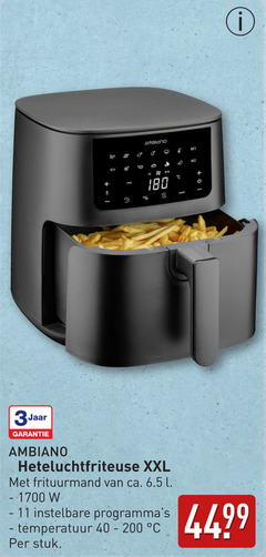  8 11 40 180 200 co min 3jaar heteluchtfriteuse xxl frituurmand ca. l instelbare temperatuur stuk m2 