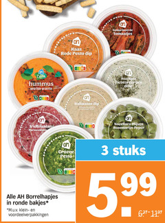  tapas 3 terra hummus gegrilde groente dips gemarineerde tomaatjes kaas rode pesto dip score nutri ds roomkaas ricotta citroen dille truffelsalami parmezaanse borrelhapjes ronde bakjes m.u.v groene vega italiaanse mozzarella zongedroogde tomaat olijven rozemarijn peper stuks 