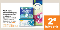  tampons maandverband inlegkruisjes 2 4 16 tena discreet merk incontinentie o.b. procomfort normaal doosjes stuks varieeren always ultra day normal comfort 3x protection ob lagen halve 