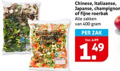  400 roerbakgroenten champignons italiaans ui chinese italiaanse japanse champignon fijne roerbak zakken zak 