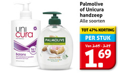  uni cura handzeep nr.1 palmolive naturals balans hydraterend ingredient beschermt huid antibacterieel almond milk nourishing hand wash unicura soorten stuk 