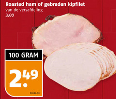  100 roasted ham gebraden kipfilet versafdeling kilo 