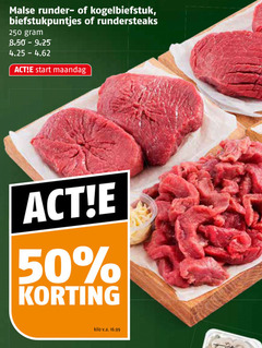  50 250 malse runder kogelbiefstuk biefstukpuntjes rundersteaks start maandag kilo v.a. 