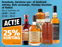  10 25 drambuie sea whisky bols corenwijn monkey shoulder naked fles 700 1000 ml case liter v.a. 