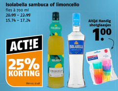  25 100 700 isolabella sambuca limoncello fles ml shotglaasjes liter v.a. 
