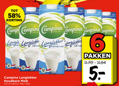  1 5 6 camp camping campina volle langlekker houdbare melk halfvol pak liter halfvolle pakken 