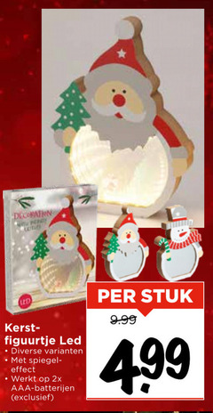  decoration with led kerst figuurtje spiegel effect 2x aaa batterijen stuk 