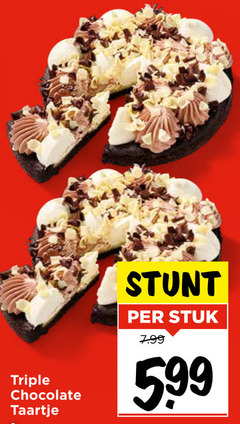  triple chocolate taartje stuk 5.99 