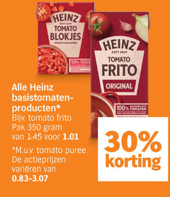  30 100 350 heinz tomato blokjes tomates tomaten frito original pak m.u.v puree varieeren 