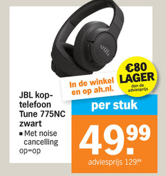  jbl koptelefoon 80 kop telefoon tune zwart noise cancelling stuk 