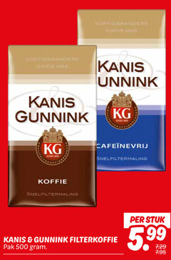  kanis en gunnink koffie 500 1885 1886 koffiebranders snelfiltermaling filterkoffie pak stuk 5.99 