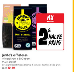  jumbo huismerk koffiebonen 2 100 500 intensions dolce zacht complex arabica halve pakken decaf light roast ethiopia bloemig zakken 