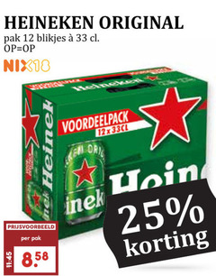  heineken blikjes bier 12 25 33 original pak nix18 reine 