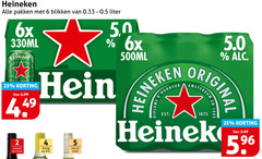  heineken blikjes bier 2 4 5 6 25 96 pakken blikken liter 6x 330ml honneur amsterdam 5.99 500ml original orig soepel rond droog fris diplome 