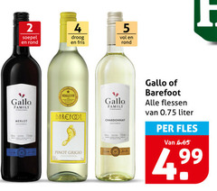  rose rode wijn witte 2 4 5 soepel rond droog fris gallo family merlot california medaille barefoot pinot grigio chardonnay flessen liter fles 