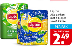 lipton ice tea 4 24 100 sugar pack green original sparkling win pakken blikjes 0.25 liter pak 