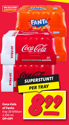  fanta coca-cola cola frisdrank 20 99 250 pack coca tray blikken ml original taste 8 