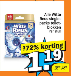  witte reus toiletblok 1 premium hygiene blauw reiniging toilet blokken stuk 