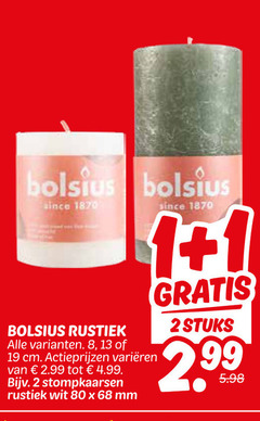  stompkaarsen 1 2 8 13 19 80 1870 bolsius since rustiek cm varieeren wit mm stuks 