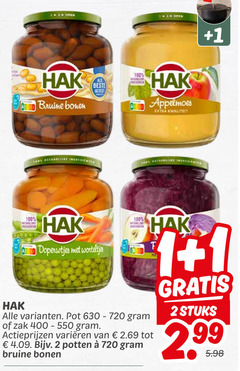  hak groenteconserven bruine bonen appelmoes 2 100 720 open getast 1 doperwtjes pot zak varieeren potten stuks 