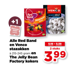  2 5 1 pannen zegel red band dropfruit venco schoolkrijt zacht zoet stazakken jelly bean factory kokers stuks 3.99 