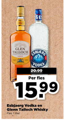  1 talloch ge old blended scotch whisky choice vodka fles esbjaerg glenn liter 