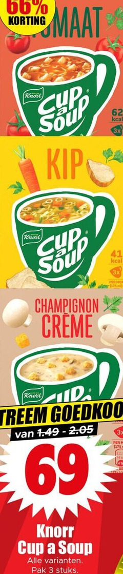  1 3 69 knorr maat cup kip soup champignon creme 3x ml extreem pak stuks 