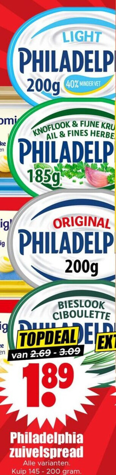  40 200 romi light minder vet knoflook fijne finest herbe original du bieslook ciboulette philadelphia zuivelspread kuip 