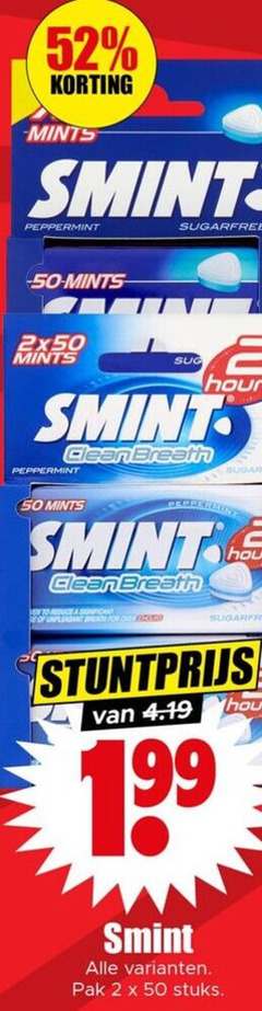  2 50 99 mints smint peppermint sugarfree hours clean breath to reduce significant re for 19 pak stuks 
