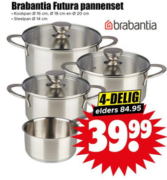  4 14 16 18 20 brabantia futura pannenset kookpan cm steelpan delig elders 