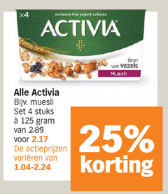  danone activia vruchtenyoghurt 4 25 x4 live yoghurt cultures muesli stuks varieeren vezels 