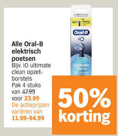  4 12 50 oral b elektrisch poetsen ultimate clean opzet borstels pak stuks varieeren 4x monts dean 