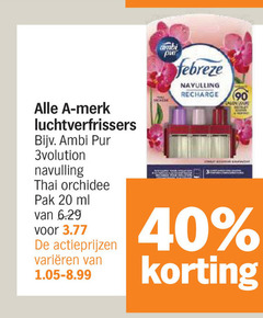  20 40 90 merk luchtverfrissers ambi pur navulling thai orchidee pak ml varieeren febreze recharge 